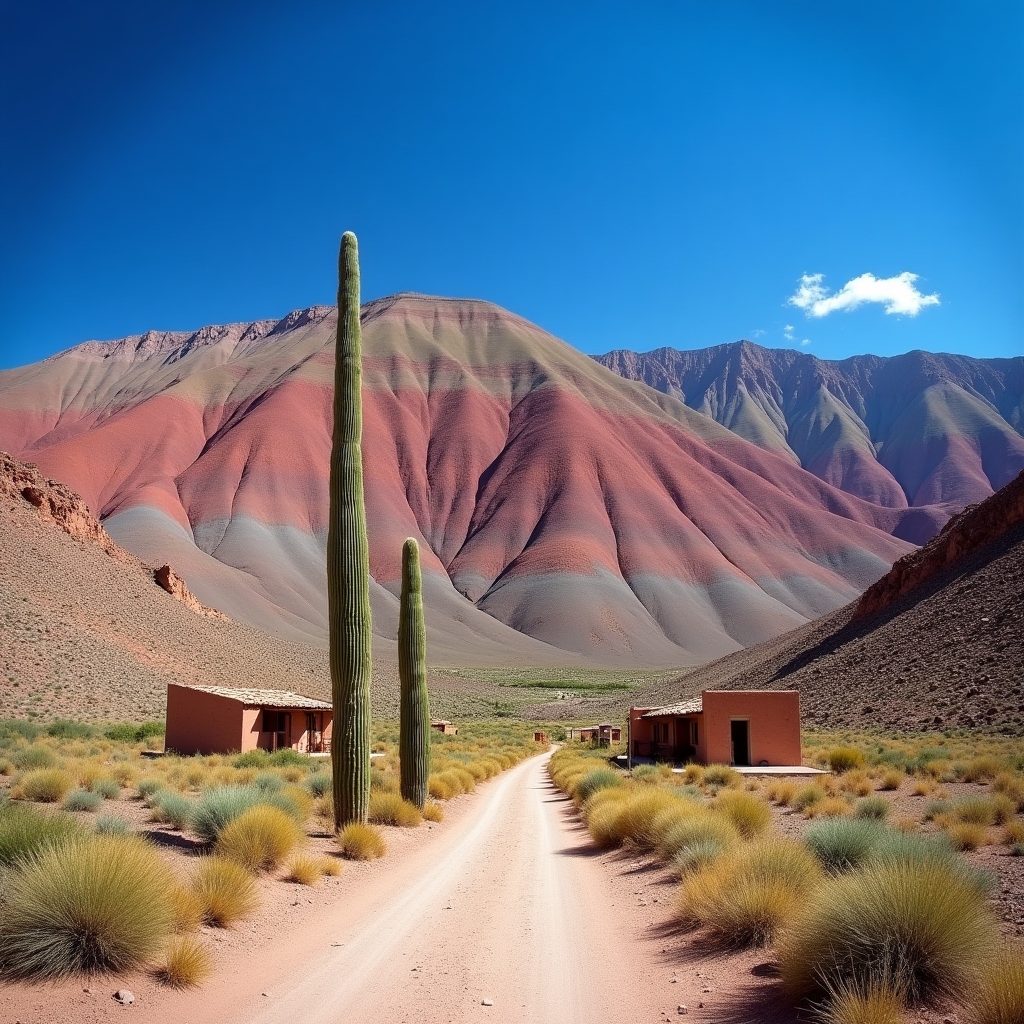 Cerros de colores de la Quebrada de Humahuaca bajo luz de media tarde